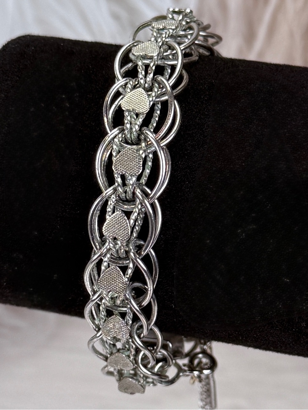 Vintage Monet Silver Tone Multi Link Chain Bracelet Safety Chain